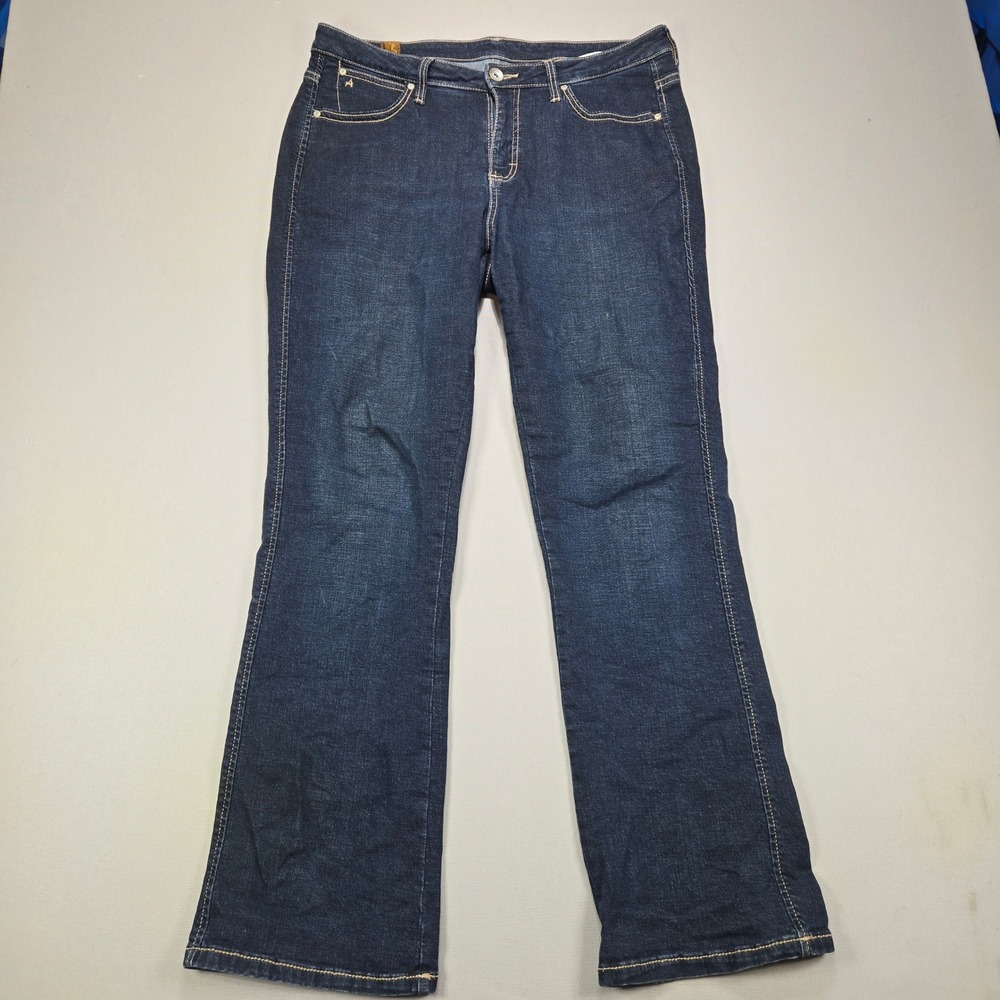 Wrangler Aura Bootcut‎ Jeans Dark Wash Stretch Embroidered Denim Womens 10 AVG
